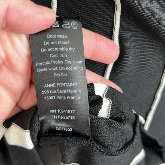 Anne Fontaine Knit NISA V Neck Short Sleeve A Line Dress Swing Trumpet Flower - Picture 9 of 10